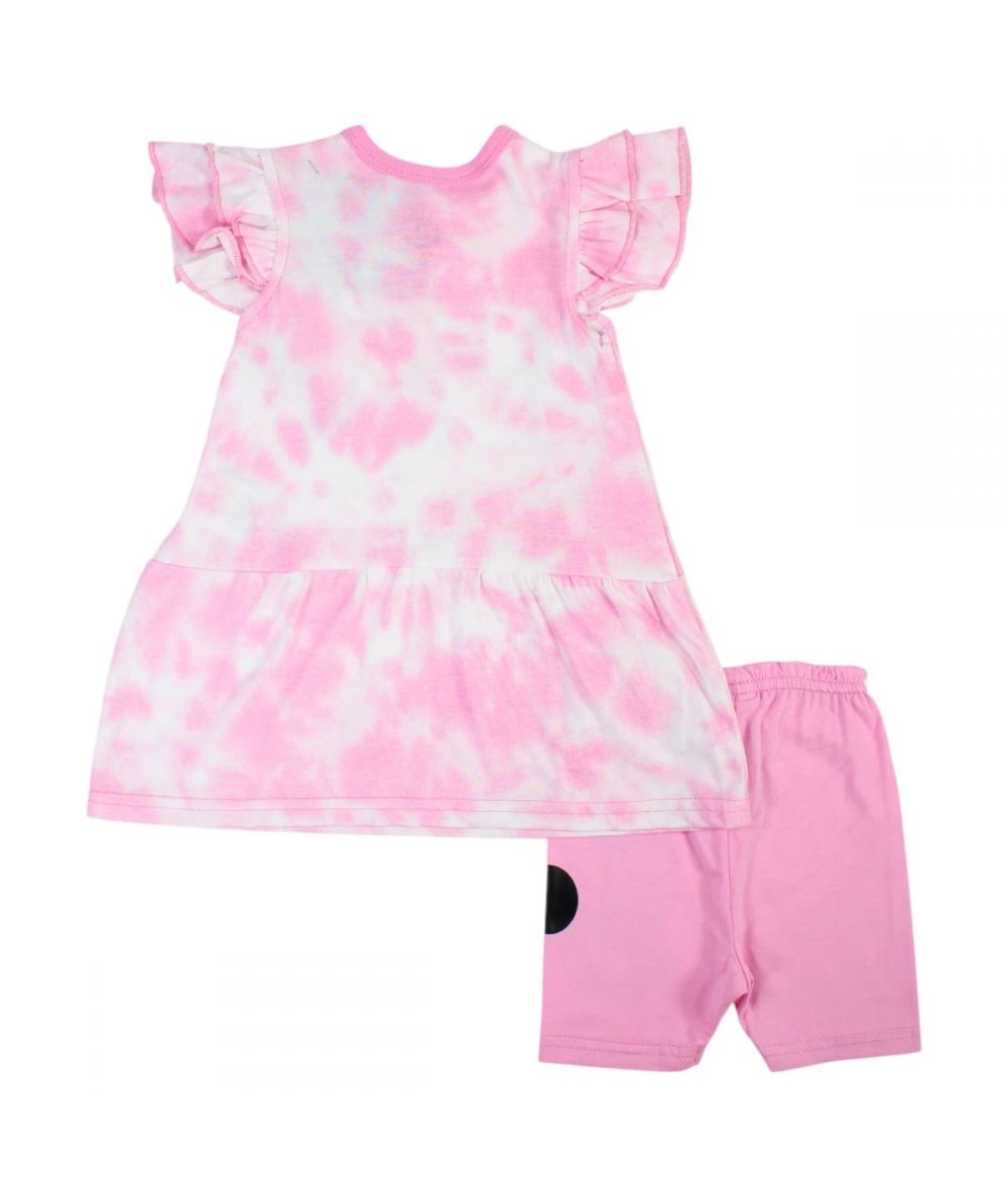 Ensemble Minnie robe tee-shirt et short/pantacourt - rose et blanc