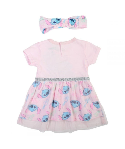Robe tulle Stitch et bandeau - rose