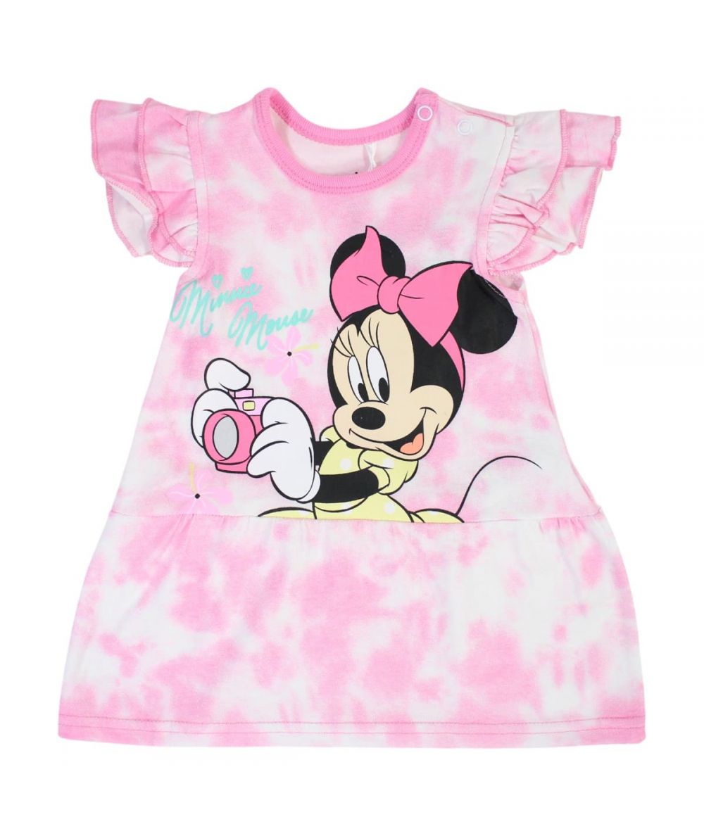Ensemble Minnie robe tee-shirt et short/pantacourt - rose et blanc