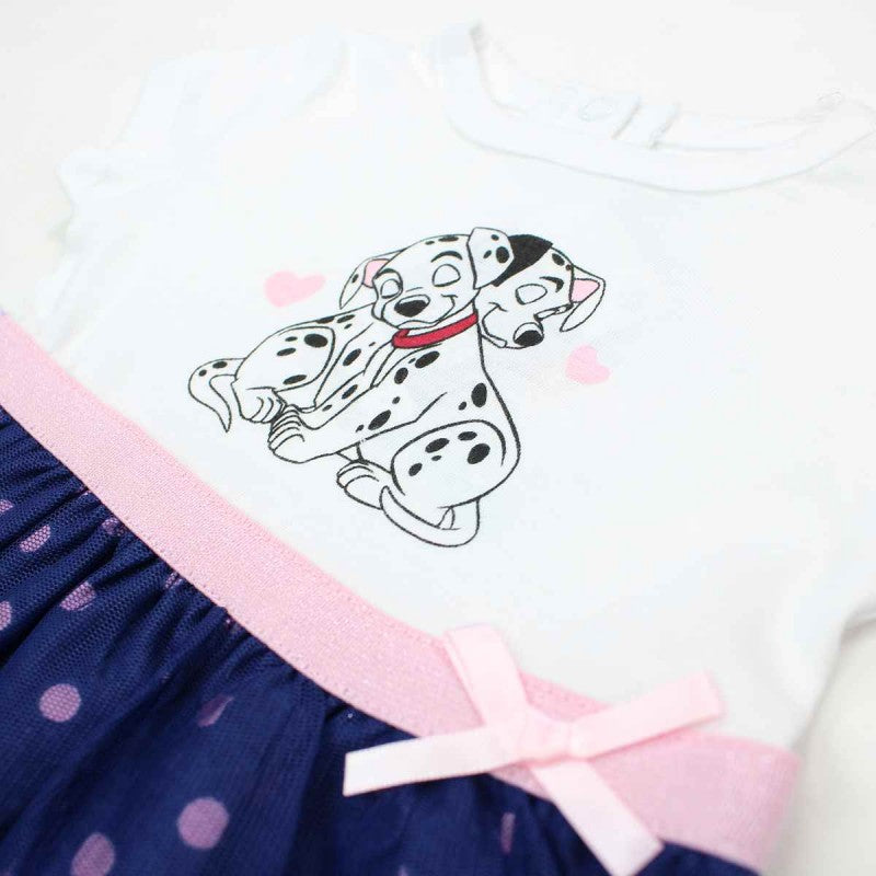 Robe tulle et bandeau 101 Dalmatiens - blanc et bleu marine