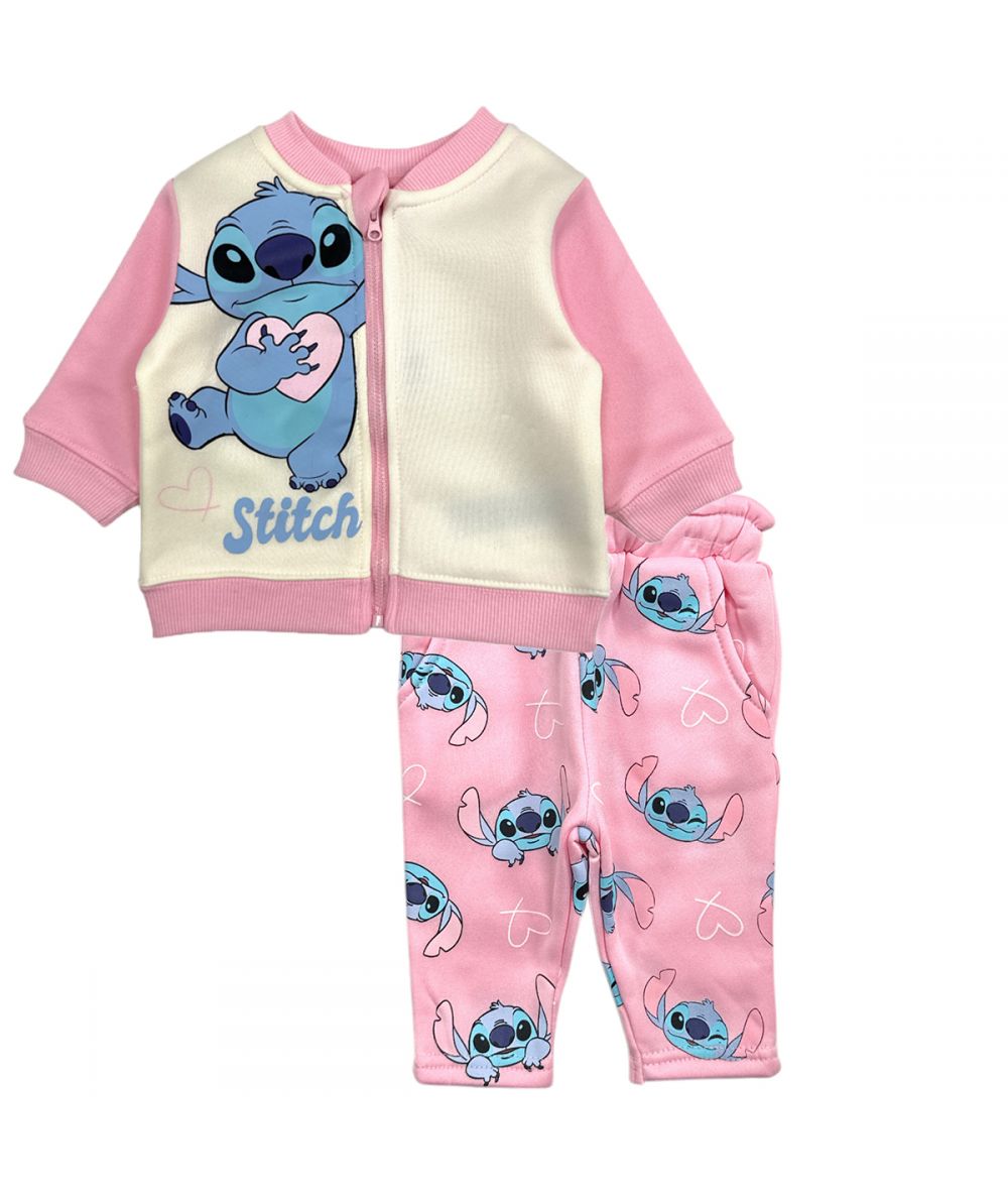 Ensemble Stitch veste et jogging - crème et rose