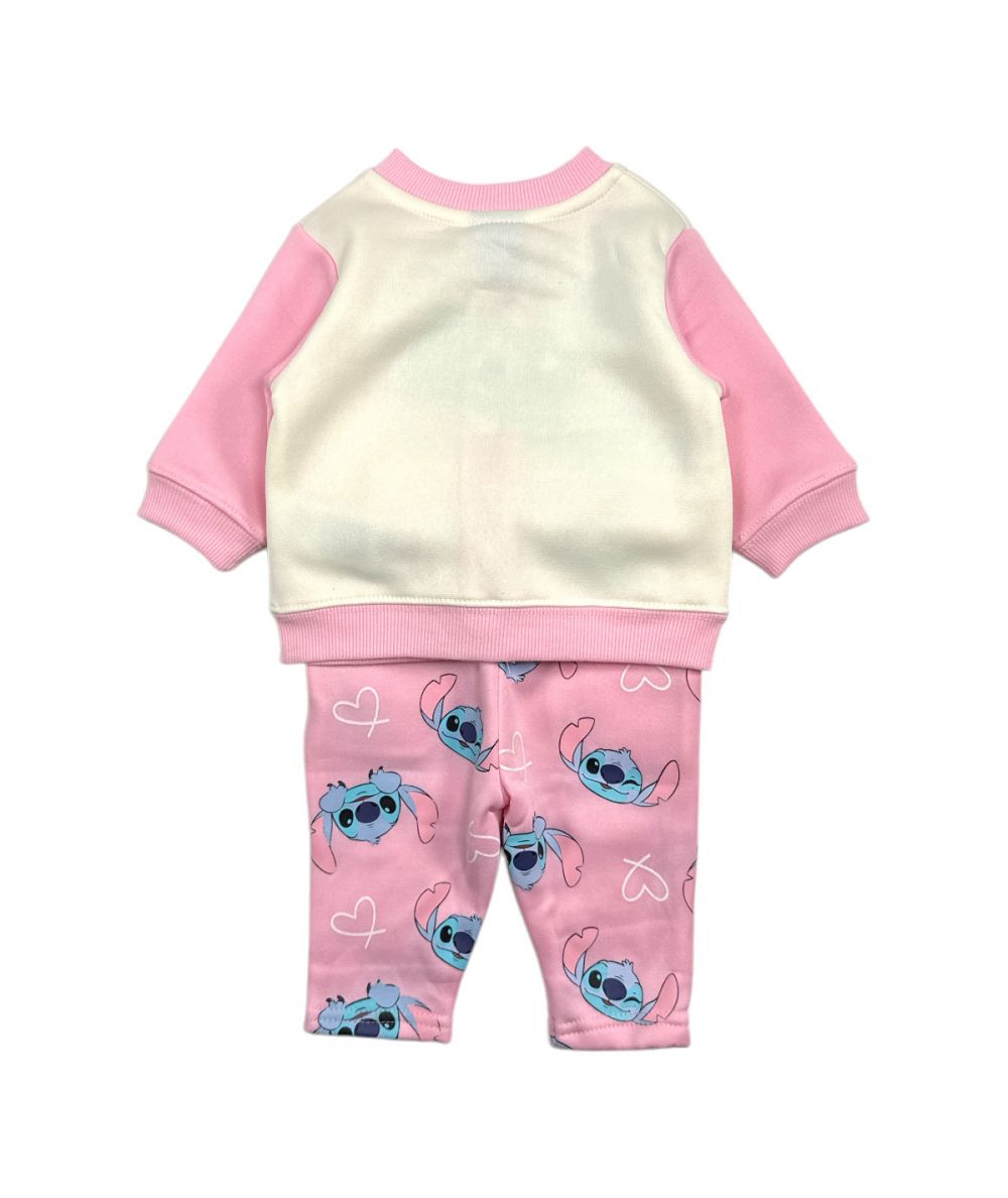 Ensemble Stitch veste et jogging - crème et rose