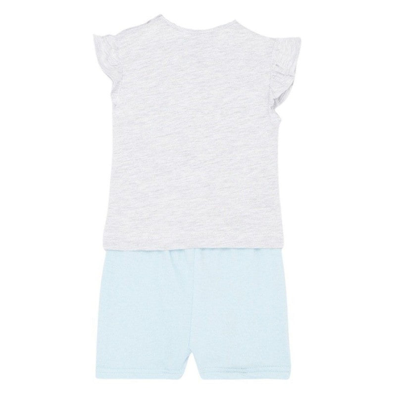 Ensemble Minnie tee-shirt et short - gris et bleu ciel