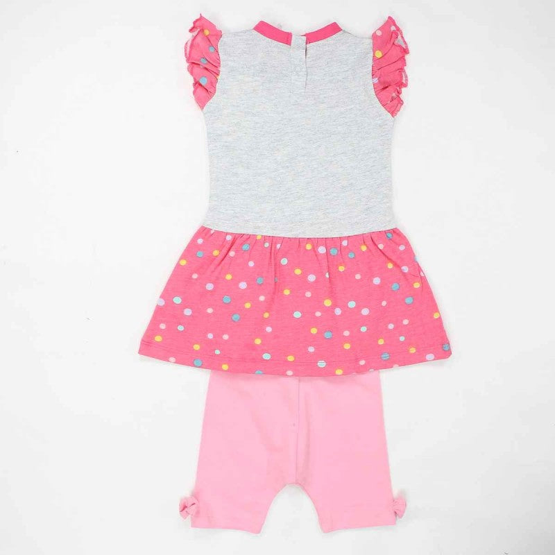 Ensemble Minnie robe et pantacourt - rose et gris
