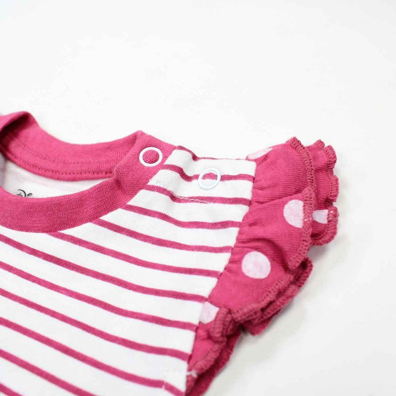 Ensemble Minnie robe et pantacourt - fushia et blanc