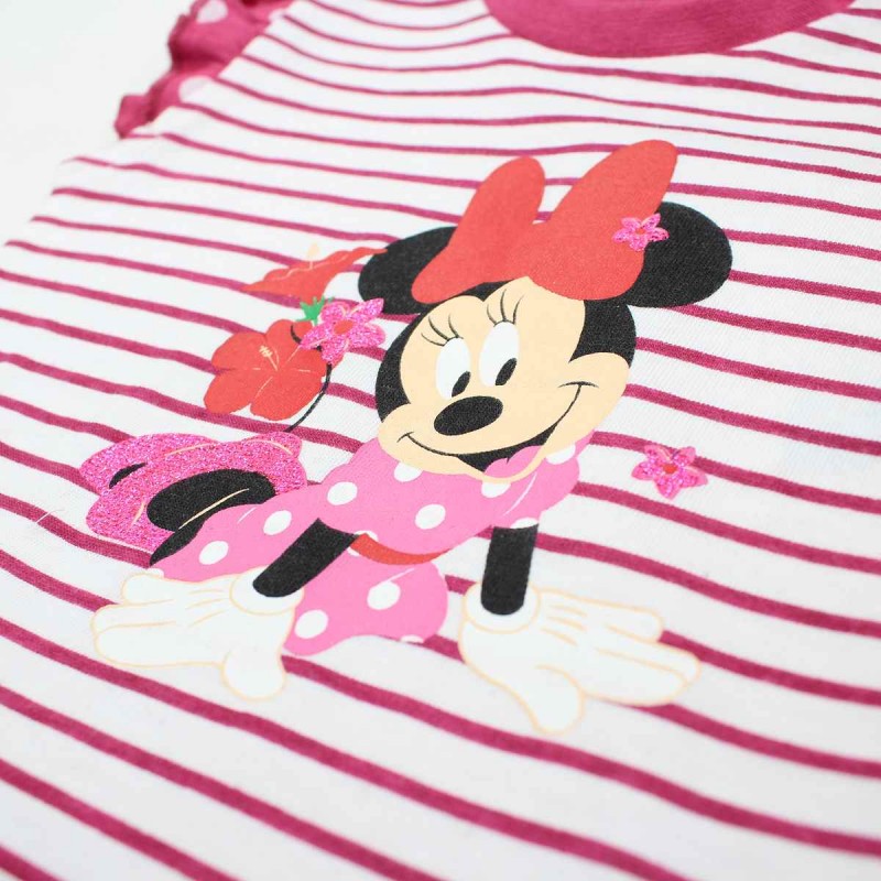 Ensemble Minnie robe et pantacourt - fushia et blanc