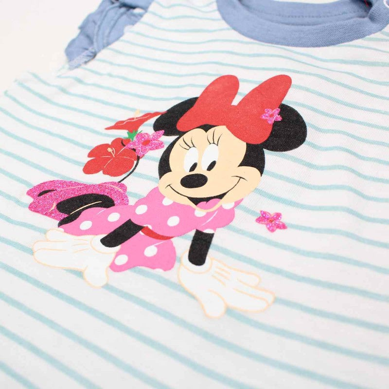Ensemble Minnie robe et pantacourt - bleu et blanc