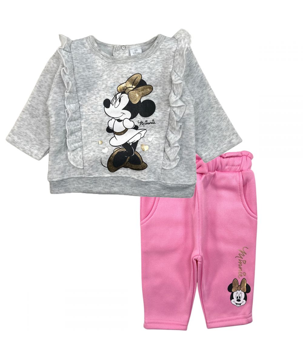 Ensemble Minnie sweat et jogging - rose et gris