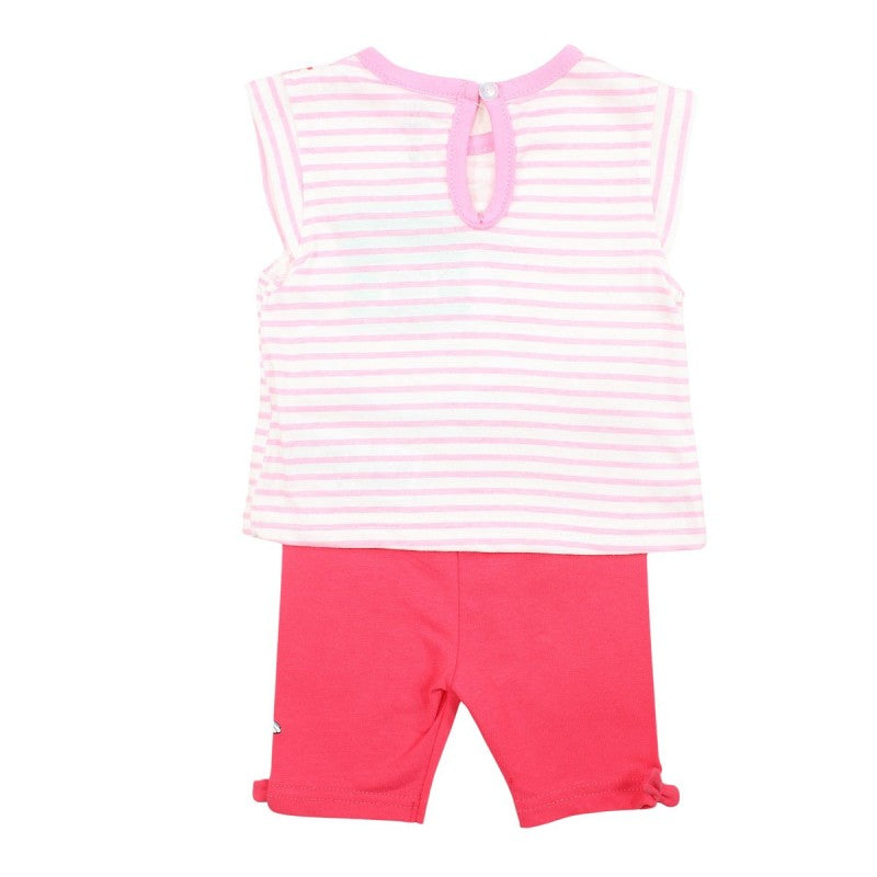 Ensemble Minnie tee-shirt et pantacourt - rose fushia et blanc