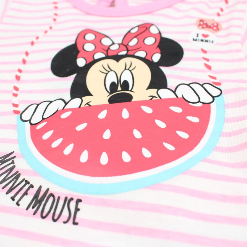 Ensemble Minnie tee-shirt et pantacourt - rose fushia et blanc