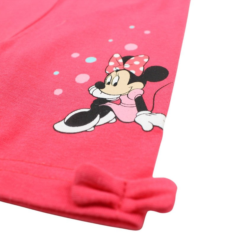 Ensemble Minnie tee-shirt et pantacourt - rose fushia et blanc