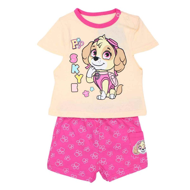 Ensemble Pat'Patrouille tee-shirt et short - rose et jaune