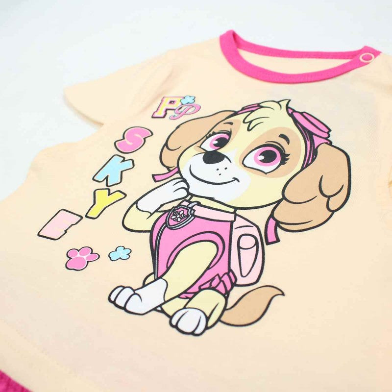 Ensemble Pat'Patrouille tee-shirt et short - rose et jaune