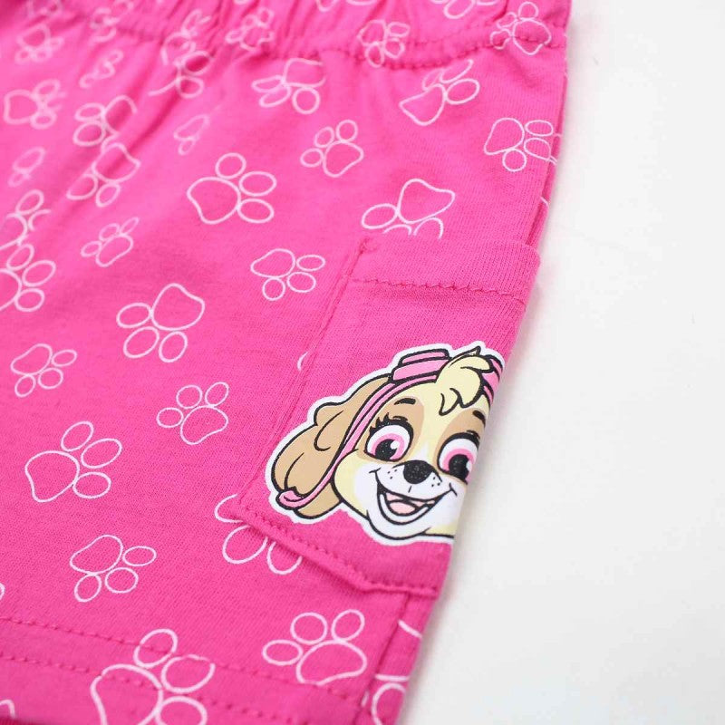 Ensemble Pat'Patrouille tee-shirt et short - rose et jaune