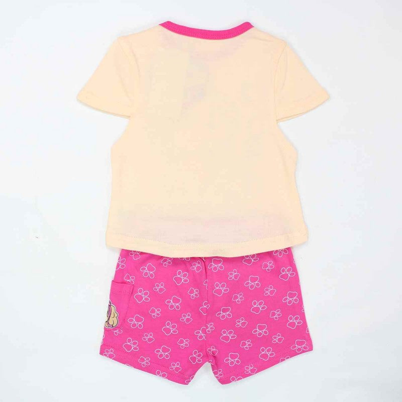 Ensemble Pat'Patrouille tee-shirt et short - rose et jaune