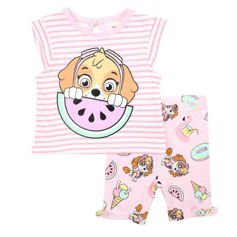 Ensemble Pat'Patrouille tee-shirt et pantacourt - rose