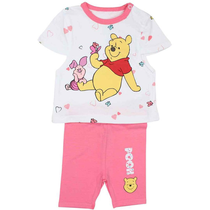 Ensemble Winnie l'ourson tee-shirt et pantacourt - rose et blanc