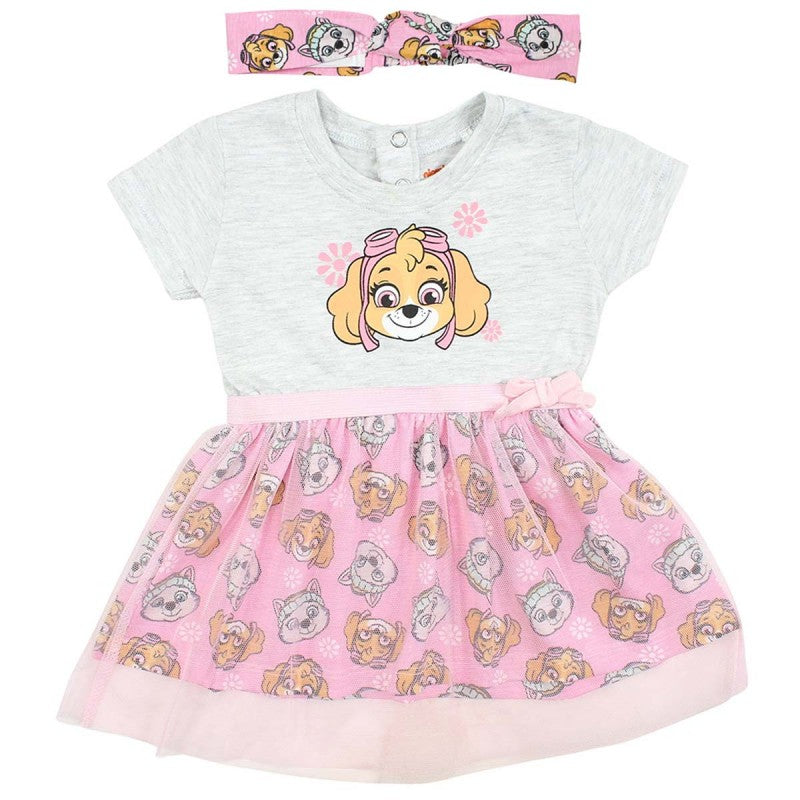 Robe tulle Pat'Patrouille et bandeau - rose et gris