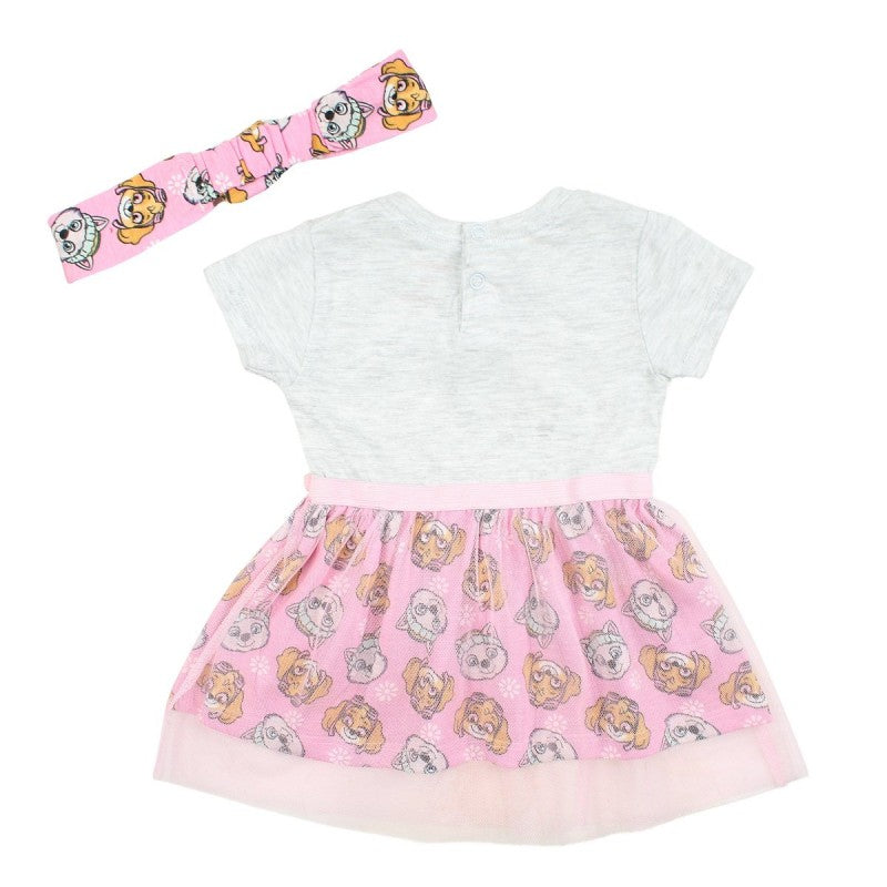 Robe tulle Pat'Patrouille et bandeau - rose et gris