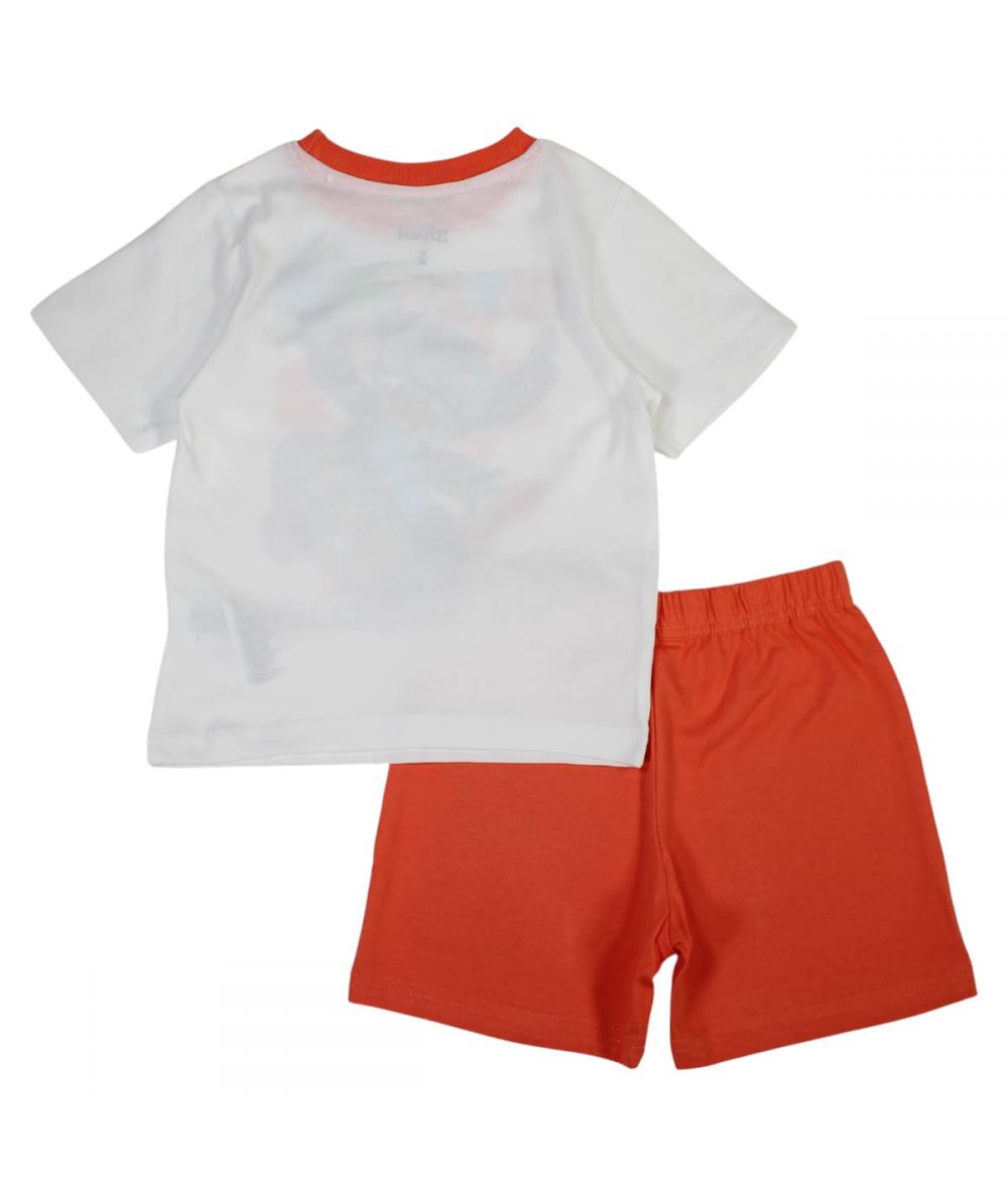 Ensemble Stitch tee-shirt et short - orange et blanc