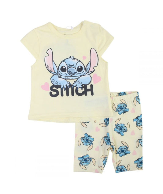 Ensemble Stitch tee-shirt et pantacourt - jaune