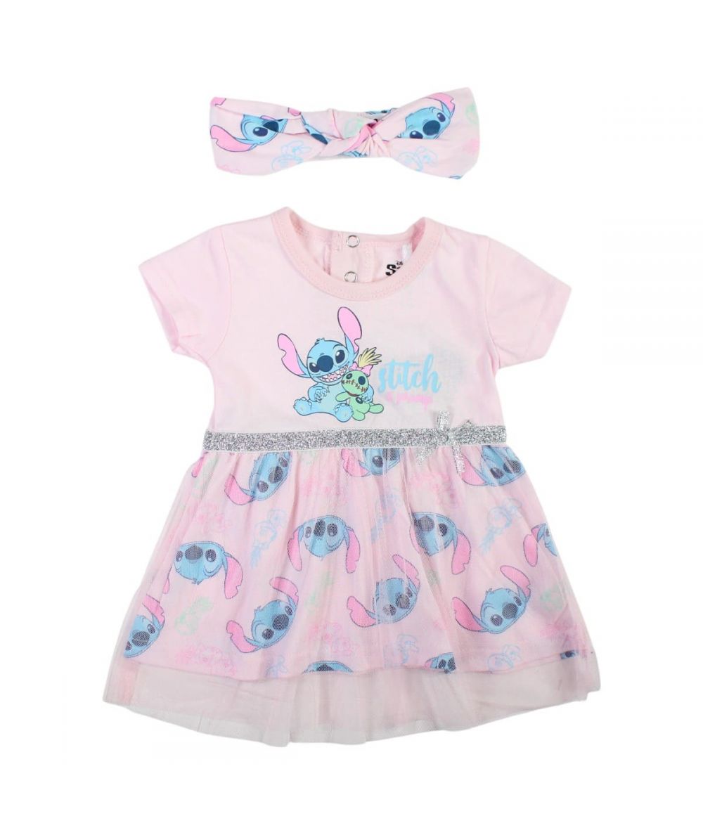Robe tulle Stitch et bandeau - rose