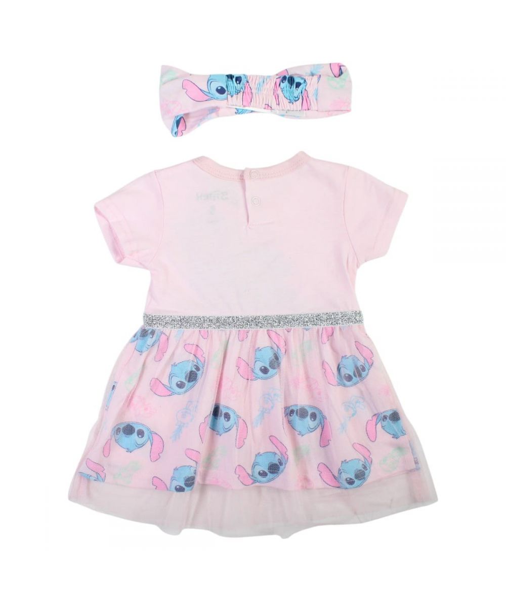 Robe tulle Stitch et bandeau - rose