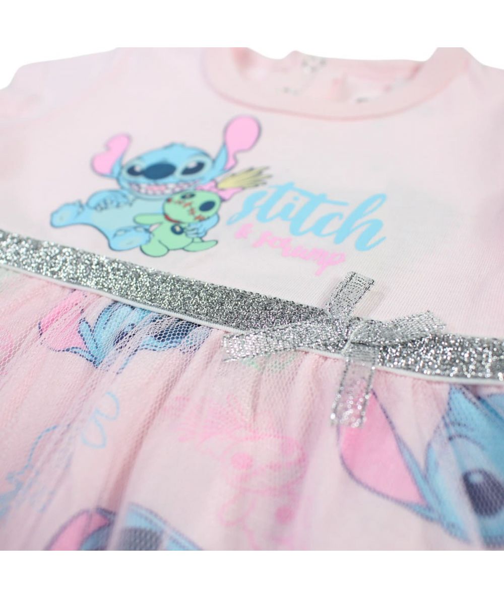 Robe tulle Stitch et bandeau - rose