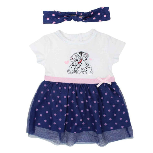 Robe tulle et bandeau 101 Dalmatiens - blanc et bleu marine