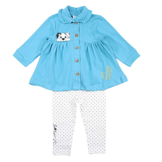 Ensemble Les 101 Dalmatiens chemise et legging - bleu et blanc
