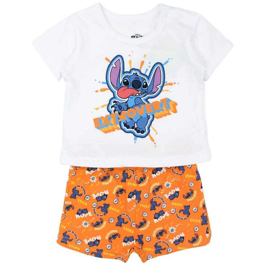 Ensemble Stitch tee-shirt et short - orange et blanc