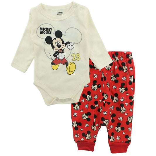 Ensemble Mickey body et pantalon - rouge et crème