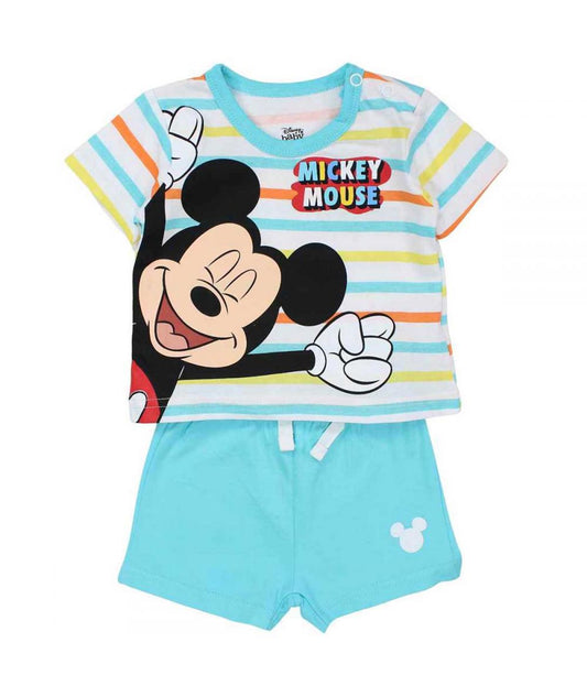 Ensemble Mickey Tee-shirt & short - bleu et blanc