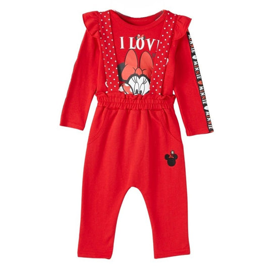 Ensemble Minnie salopette et tee-shirt - rouge