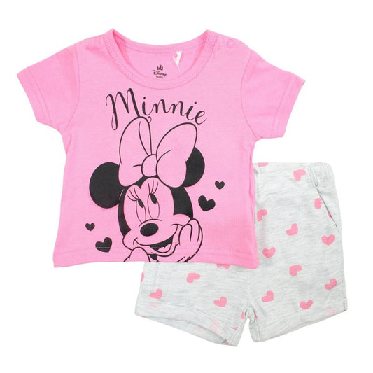 Ensemble Minnie tee-shirt et short - rose et gris