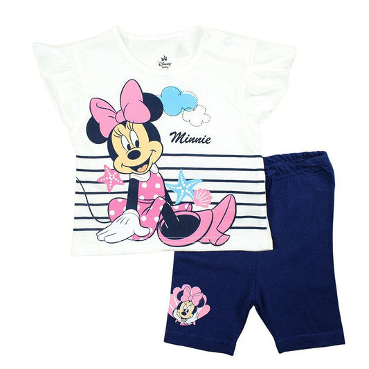 Ensemble Minnie tee-shirt et pantacourt - bleu et blanc