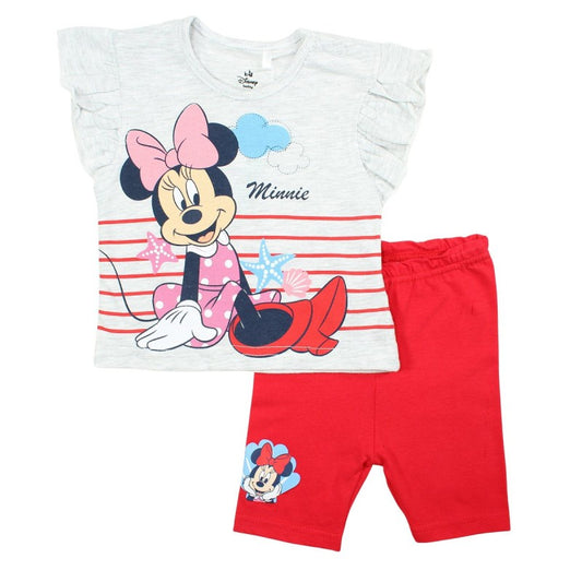 Ensemble Minnie tee-shirt et pantacourt - gris et rouge