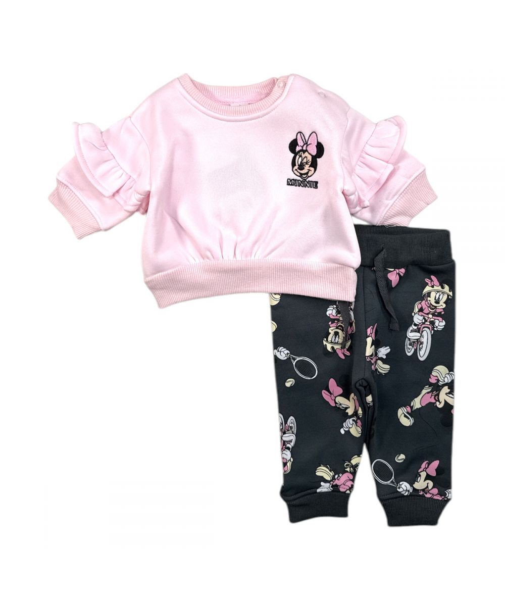 Ensemble Minnie sweat et jogging - rose clair et noir