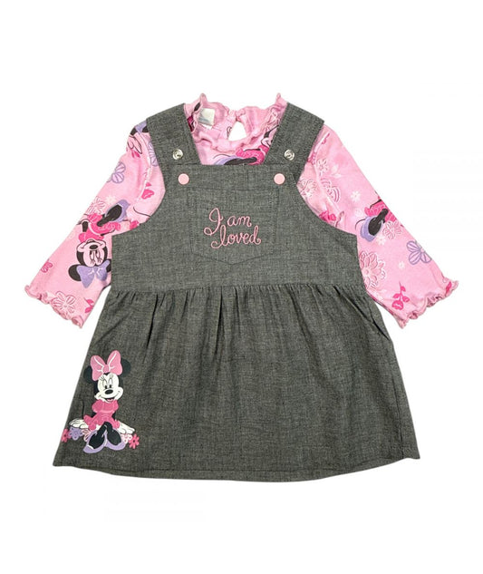 Ensemble Minnie robe et tee-shirt - rose et gris