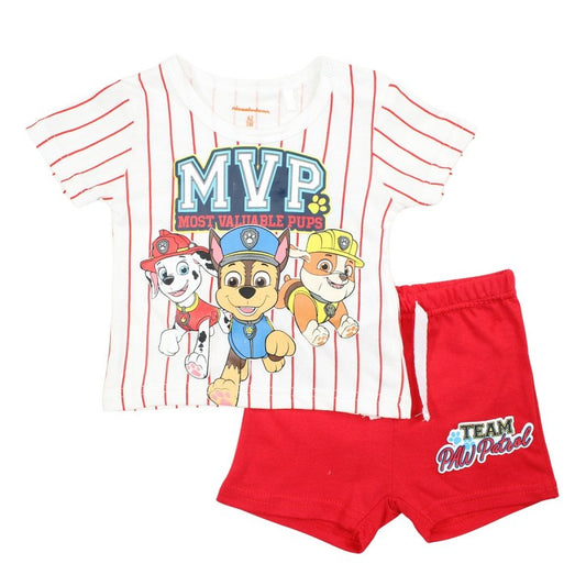 Ensemble  Pat'Patrouille  tee-shirt & short - rouge et blanc
