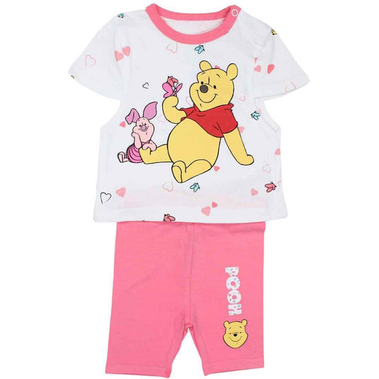 Ensemble Winnie l'ourson tee-shirt et pantacourt - rose et blanc