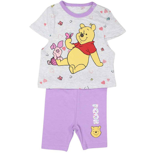 Ensemble Winnie l'ourson tee-shirt et pantacourt - violet et gris