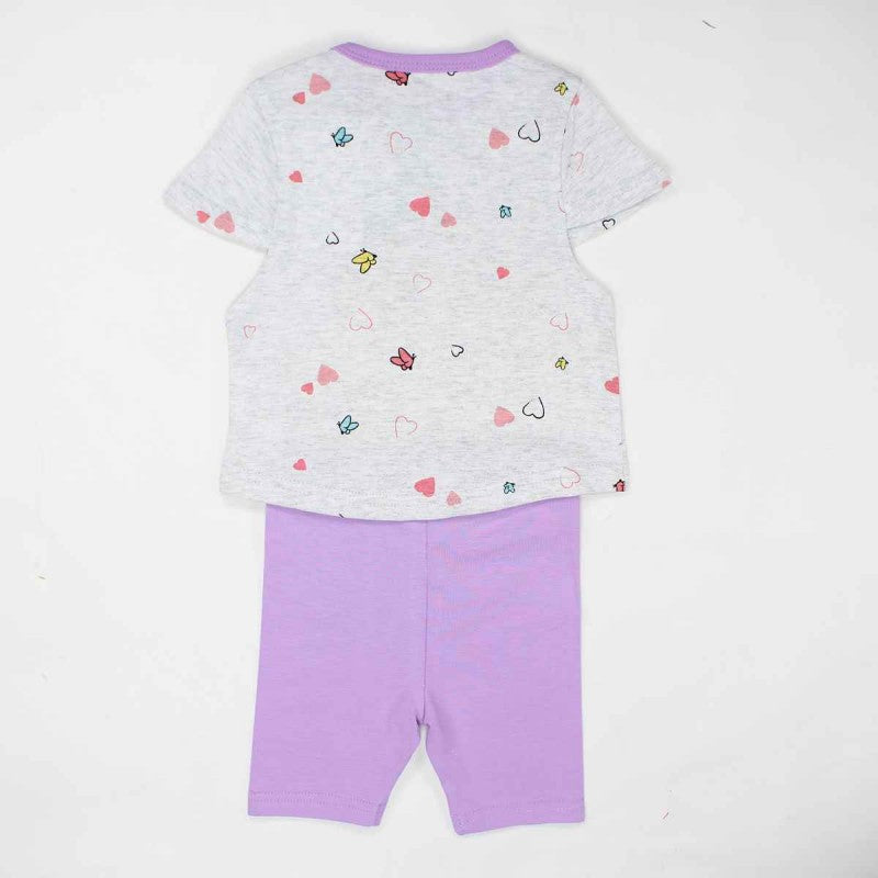 Ensemble Winnie l'ourson tee-shirt et pantacourt - violet et gris