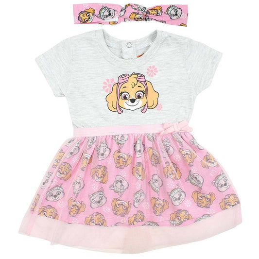 Robe tulle Pat'Patrouille et bandeau - rose et gris