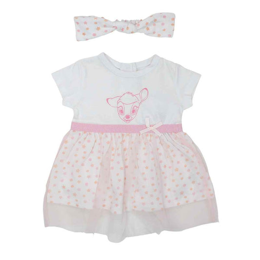 Robe tulle et bandeau Bambi - blanc et rose