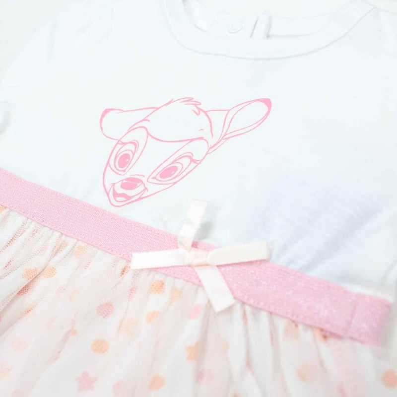 Robe tulle et bandeau Bambi - blanc et rose