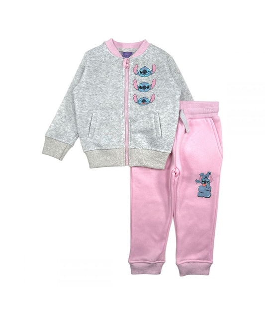 Ensemble Stitch veste et jogging - rose et gris