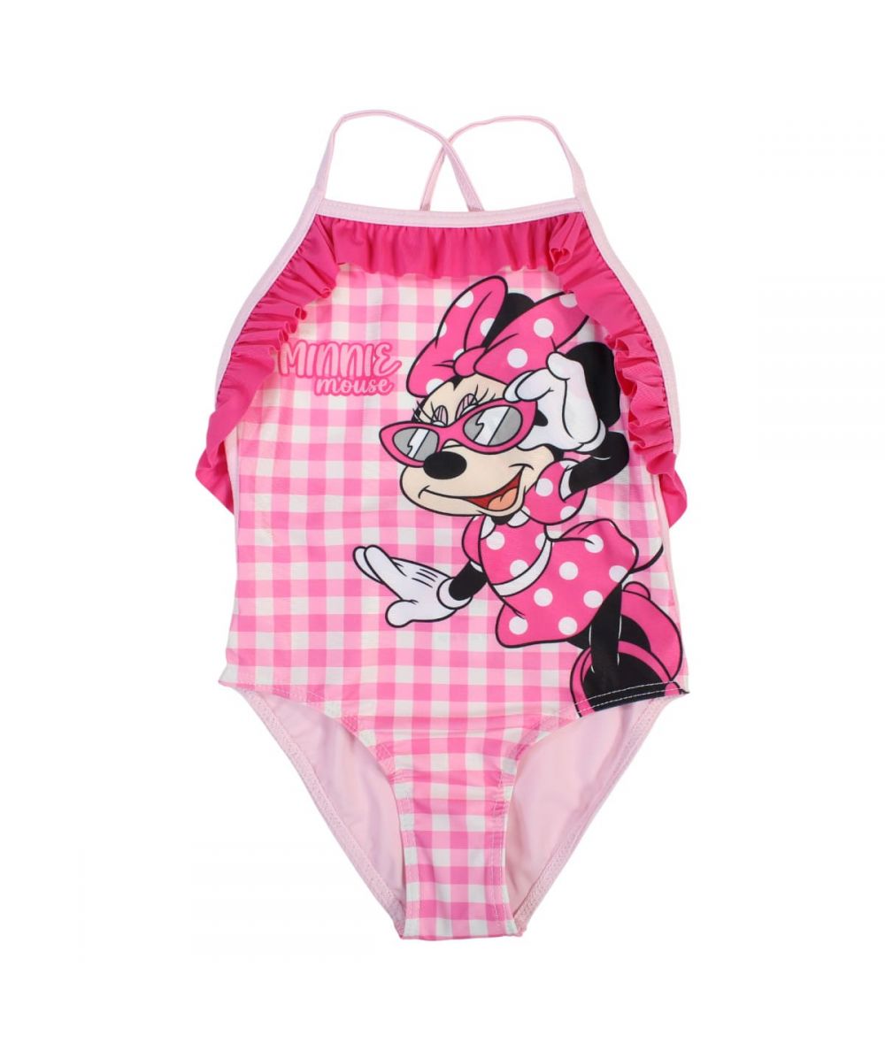 Maillot de bain Minnie 1 pièce - rose et blanc