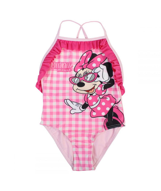 Maillot de bain Minnie 1 pièce - rose et blanc