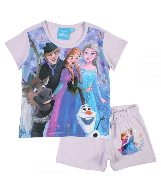 Ensemble La Reine des Neiges tee-shirt et short - mauve